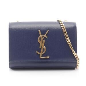 Saint Laurent Paris Kate Shoulder Bag Leather Navy Blue